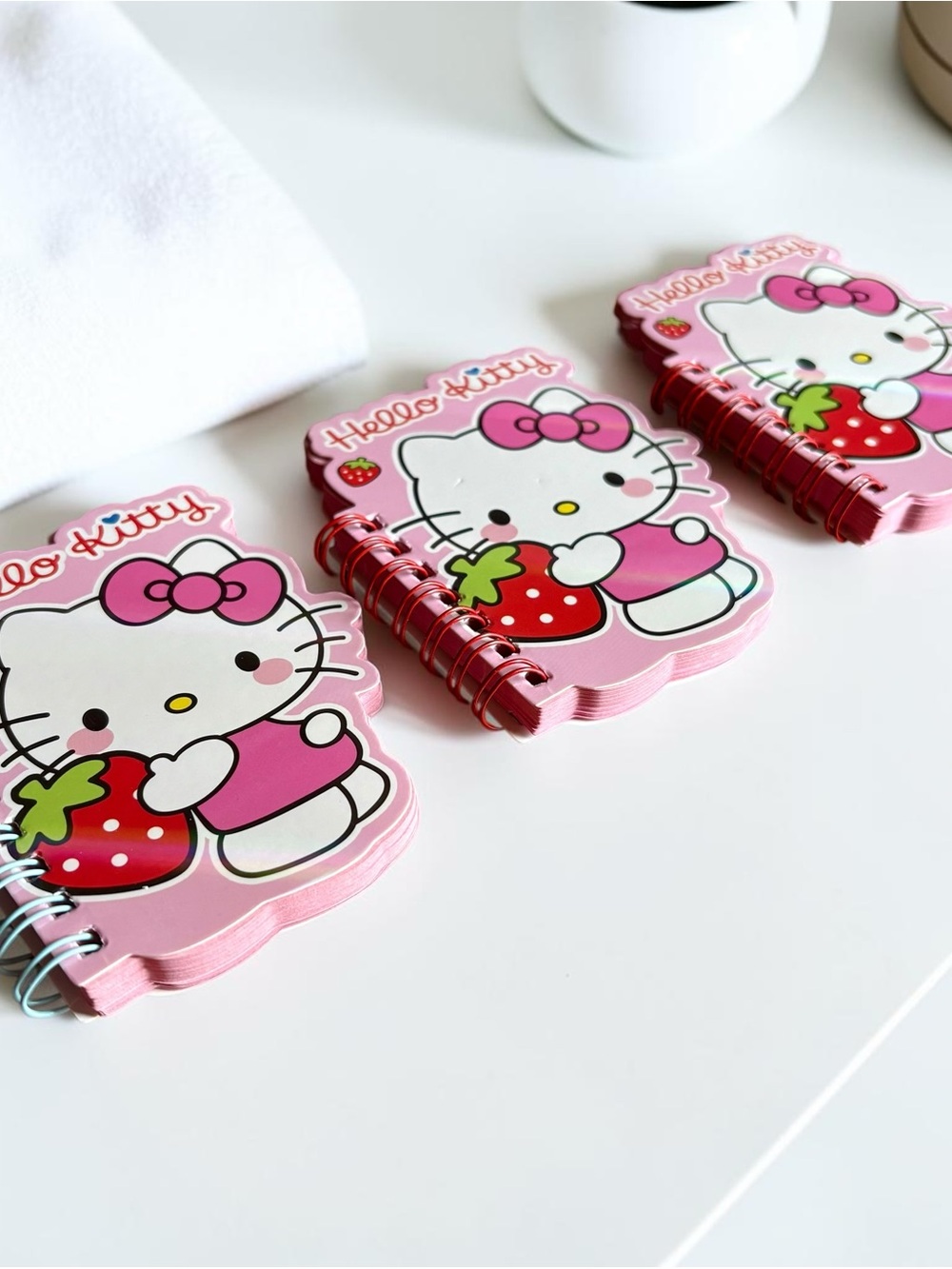 Hello Kitty Pink Strawberry Spiral Notebooks (Set of 3)